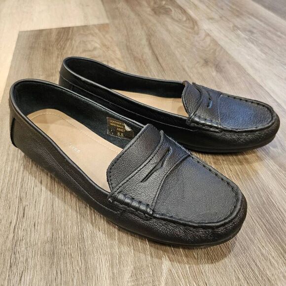 Mercer & Madison Leather Moccasin Flats black size 6.5 - Picture 1 of 9